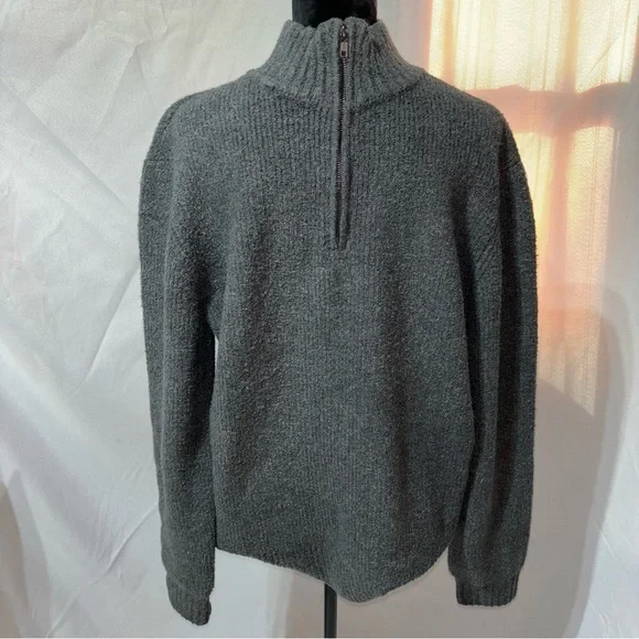 JF J.FERRAR x JASON BOLDEN Long Sleeve 3/4 Zip Charcoal Sweater Size XL - Picture 4 of 6